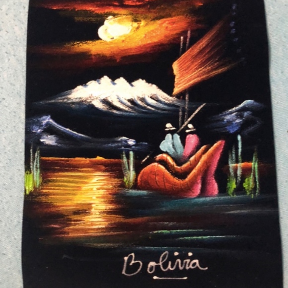 Bolivian Natives Other - Small paint from Titicaca Lake, Living Decoration